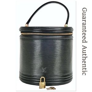 LV Black EPI Leather Cannes Cosmetic Bag